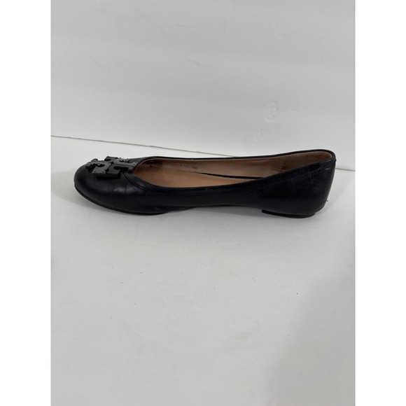 Tory Burch Black Lowell Leather Ballet Flats Embellished Logo Size 7 M - Picture 8 of 16